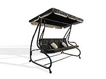 Садова гойдалка двоспальна з підсклянниками та подушками Avko Relax Plus коричнева 4-місна