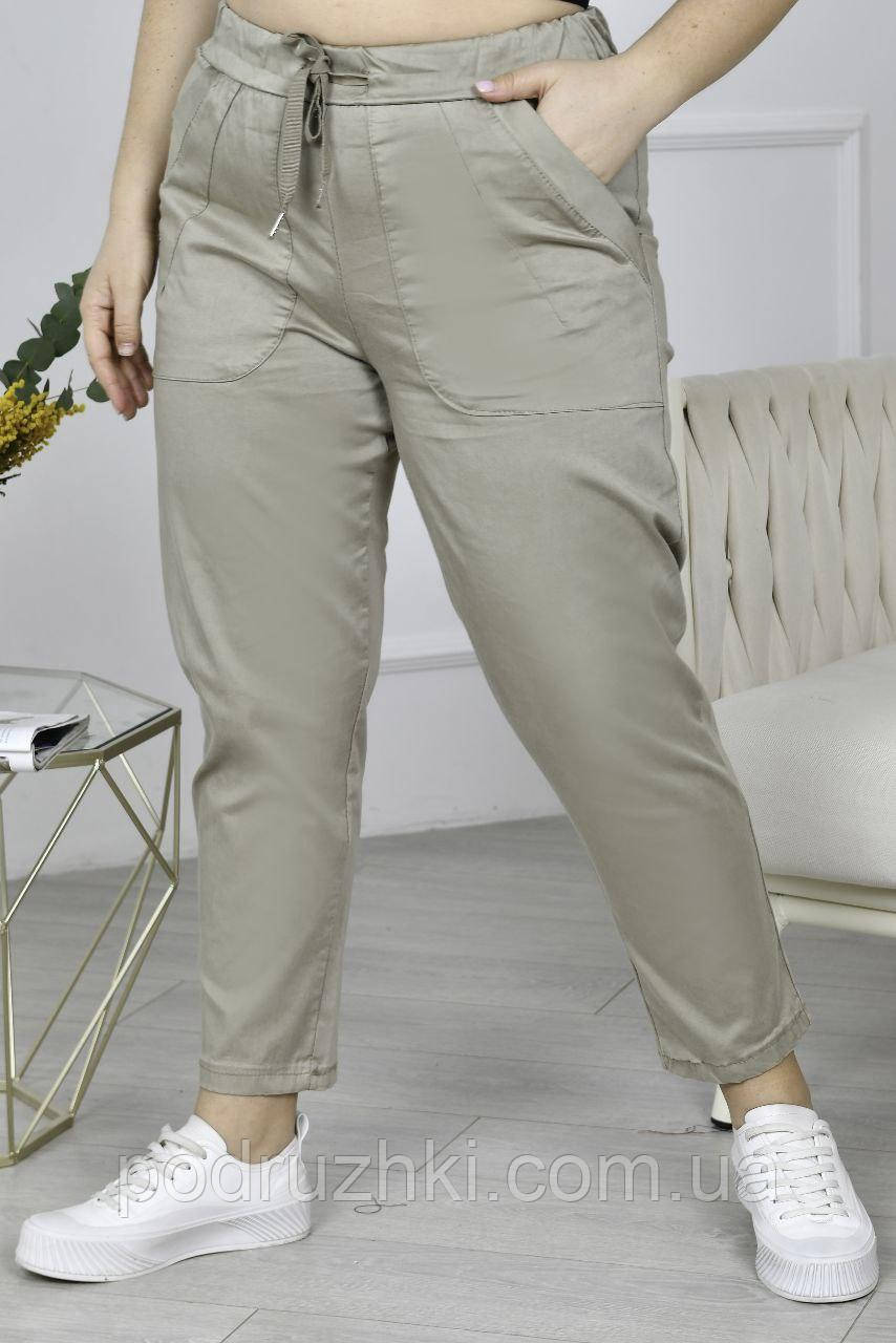 Жіночі літні штани Тканина бавовна стрейч Розмір 50-54 оверсайз