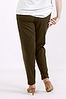 Хакі лляні штани жіночі літні офісні натуральні великого розміру 42-74. b076-5, фото 4