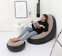 Надувное садовое кресло с пуфиком Air Sofa Comfort zd-33223, велюр, 76*130 см