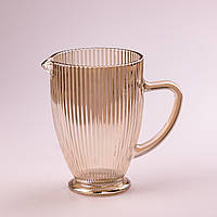Кувшин для напитков Lugi 1,3л фигурный прозрачный ребристый из толстого стекла tea color (HP7118TC)