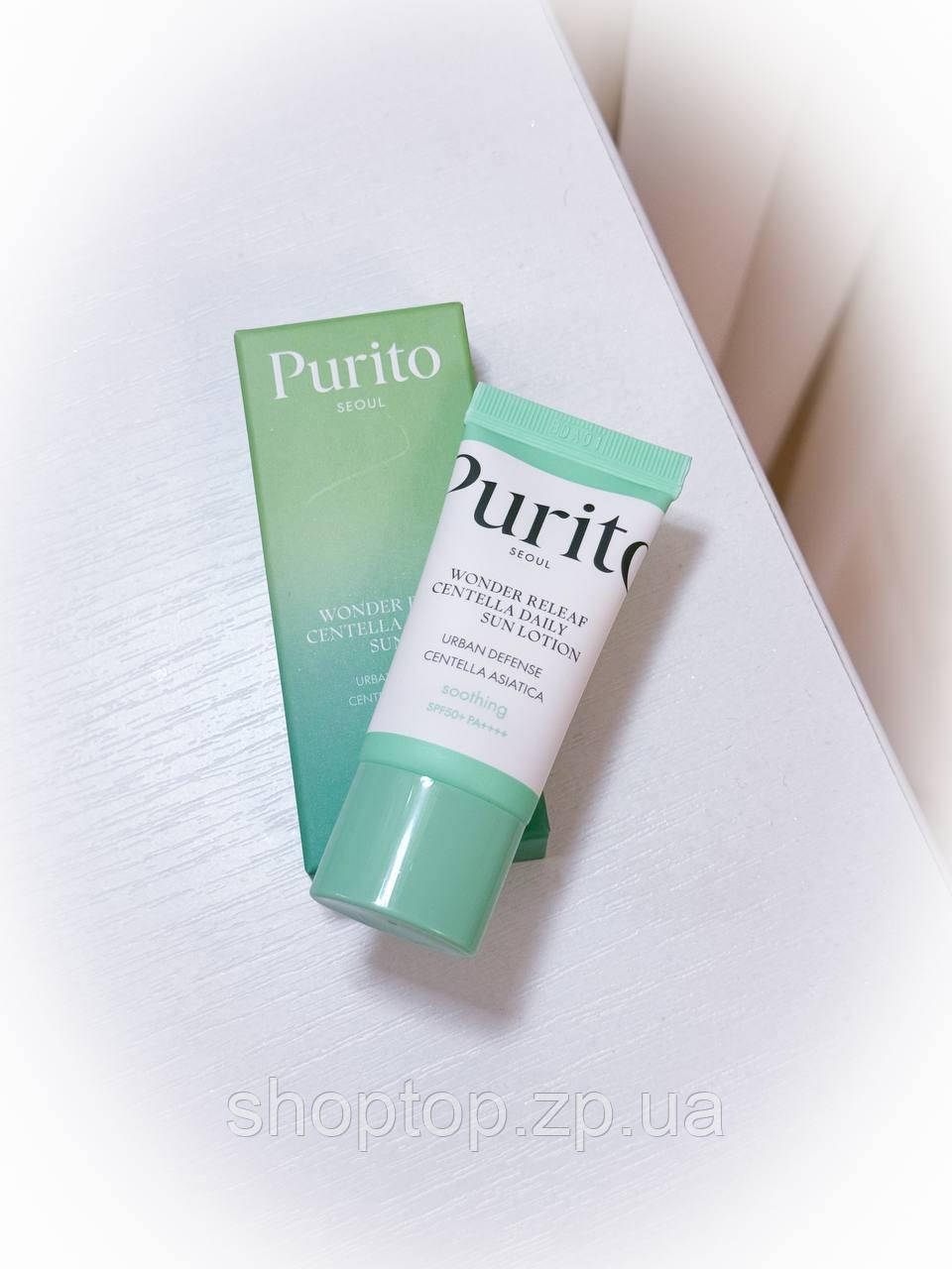 Мініатюра лосьйону сонцезахисного на кожен день Purito Seoul Wonder Releaf Centella Daily Sun Lotion 50+ 15 мл, фото 1
