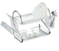 Сушилка настольная A-PLUS для посуды с карманами для приборов и чашек (40см) AA-1154