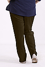 Хакі лляні штани жіночі літні вільні на гумці великого розміру 42-74. b073-5, фото 4