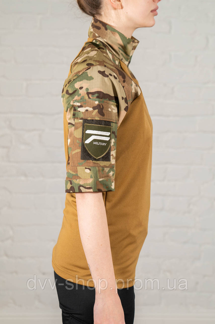 Военная рубашка multicam рипстоп штурмовая армейская уставная женский убакс с коротким рукавом мультикам YYY - фото 3 - id-p2185020938