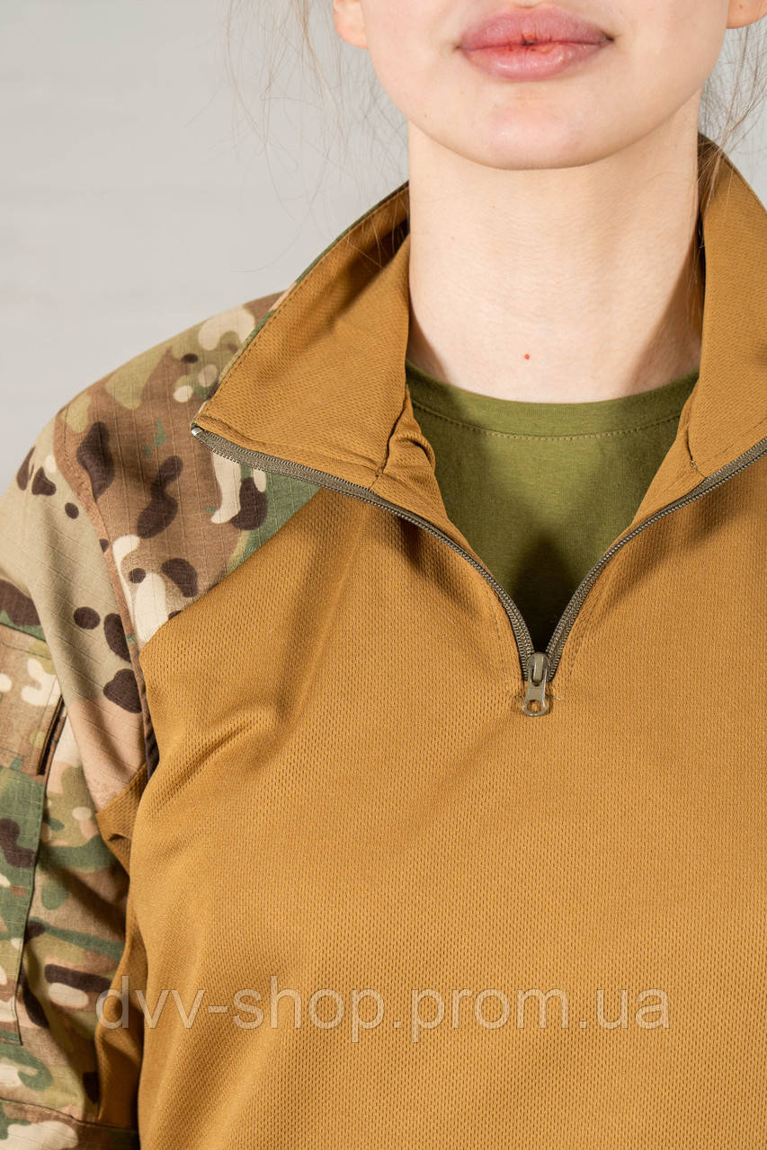 Военная рубашка multicam рипстоп штурмовая армейская уставная женский убакс с коротким рукавом мультикам YYY - фото 6 - id-p2185020938