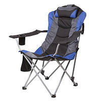 Стул складной 140 кг Директор синий-черный Кресло легкое мягкое Time Eco Кресло для рыбалки и отдыха Рыбацкое