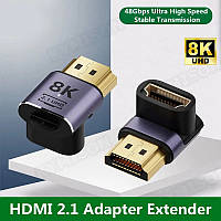 Кутовий Перехідник адаптер подовжувач 90 градусів 8K 60 Гц 4K 120 Гц HDMI 2,1 штекер-гнездо,