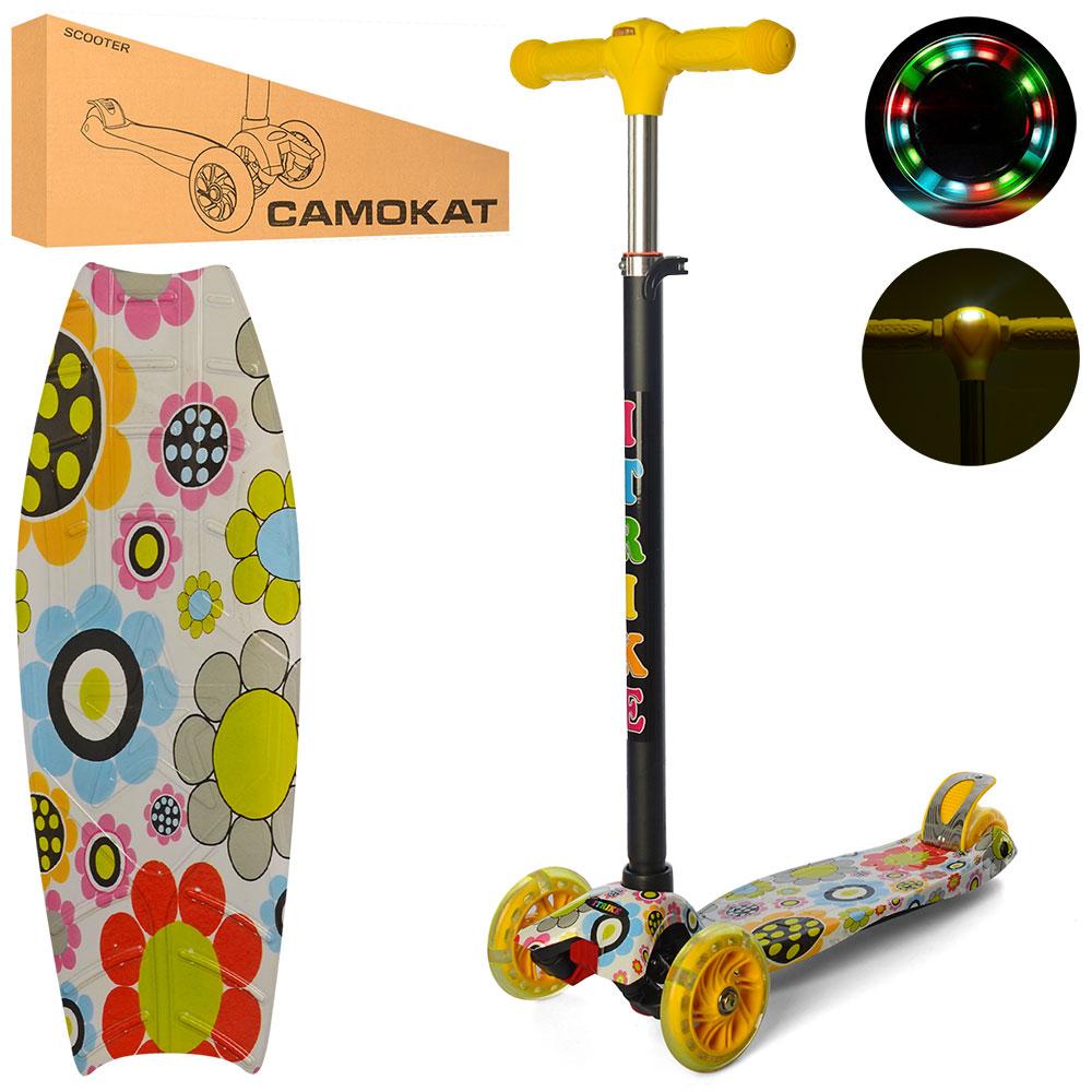 Дитячий триколісний самокат iTrike JR 3-055-L-WP MAXI підсвітка коліс і фара, 3 кольори, сталева рама, фото 1