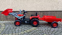 Детский педальный трактор-экскаватор с прицепом и ковшом DOLU (красный)