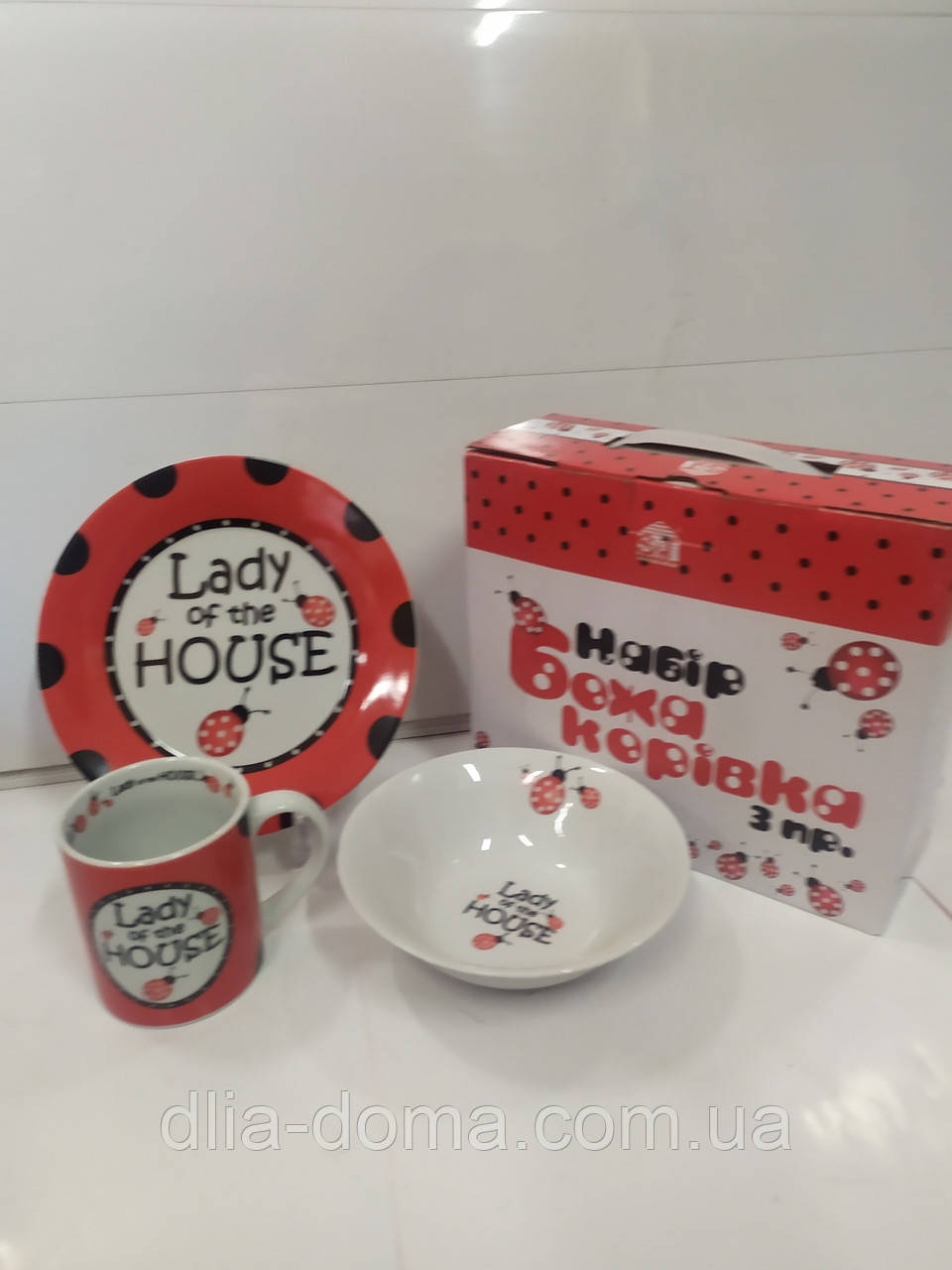 Набор посуды детский 1/3 "Божья коровка" тар-19см / мис-380мл / чаш-250мл  № 5143, фото 1