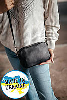 Женская черная качественная сумка из натуральной гладкой кожи, Маленькая кожаная сумка с ремешком через плечо