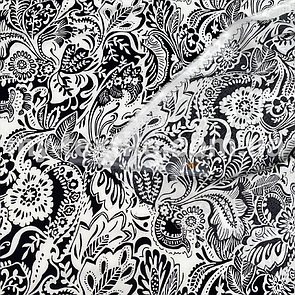 Штапель прінтованний Вінзелі білі на чорному