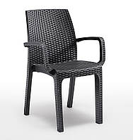 Стілець садовий пластиковий BICA Verona armchair Меблі штучні ротанг Крісла-стільці Пластикові стільці для вулиці