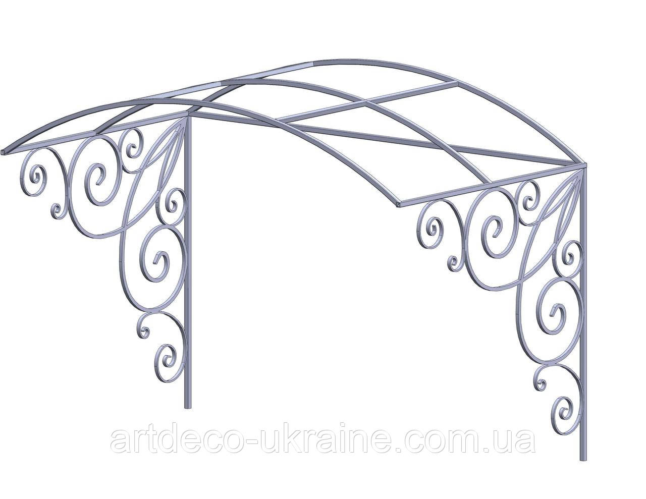 Кований навіс, піддашок(КН-29). КОМПЛЕКТ ЕЛЕМЕНТІВ  2000х1500х1200, фото 1