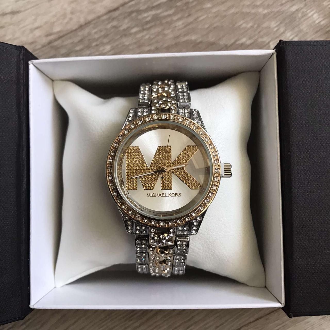 Жіночі годинники Michael Kors якісні . Брендові наручний годинник з камінням золотисті сріблясті MSH