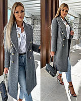 Стильне жіноче пальто з теплого кашеміру сірий