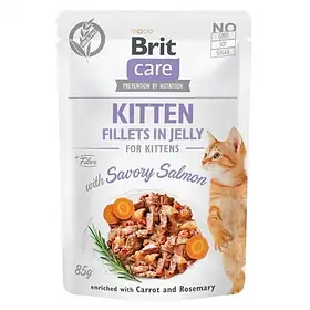 Вологий корм з лососем для кошенят (філе в желе) Brit Care KITTEN Fillets in Jelly Savory Salmon 85 г