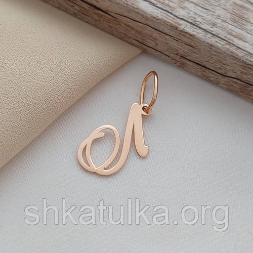 Кулон буква Л золота під ланцюжок або шнур, фото 1