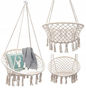 Садова підвісна гойдалка,крісло GardenLine HAM2696 бежева,гніздо лелеки