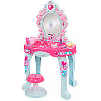 Дитячий столик для косметики з музикою 16693B Трюмо для дівчинки з дзеркалом та стільцем