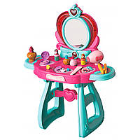 Дитячий столик для косметики з музикою 8221 Трюмо для дівчинки з дзеркалом та стільцем