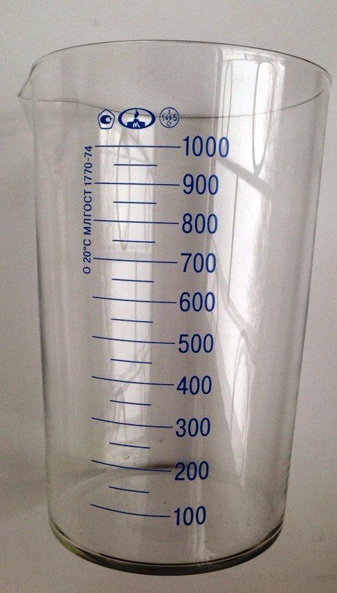 Мензурка V-1000 мл ГОСТ 1770-74 Сертифіковано в Україні, фото 1