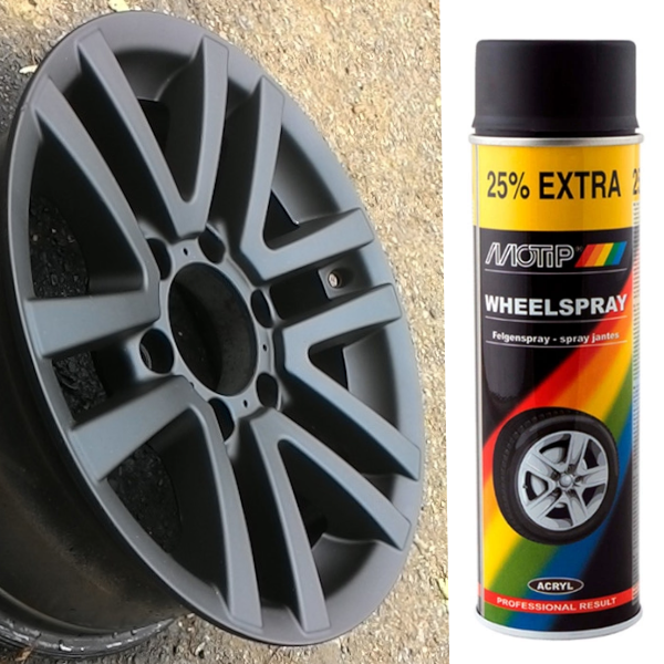 Фарба для дисків аерозольна чорна матова Motip 500 мл, фото 1