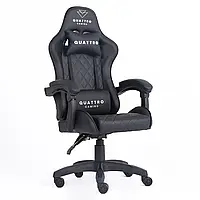 Геймерское кресло с карбоновым декором Quattro Gaming из ЭКОКОЖИ Черное Польша