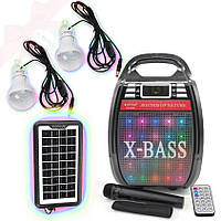 Переносная Колонка Bluetooth X-BASS Golon RX-810-BT LED, пульт + радиомикрофон + солнечная батарея + 2 лампы