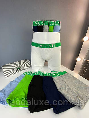Комплект чоловічих трусів 5 шт набір боксерки Lacoste Лакосте у подарунковій упаковці, фото 4