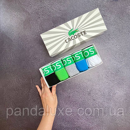 Комплект чоловічих трусів 5 шт набір боксерки Lacoste Лакосте у подарунковій упаковці, фото 3