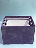 Набір прямокутних коробок для квітів  оксамит (лаванда), фото 3
