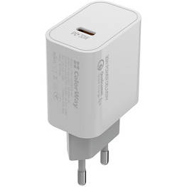 Зарядное устройство ColorWay PD Port PPS USB Type-C (30W) white (CW-CHS038PD-WT)