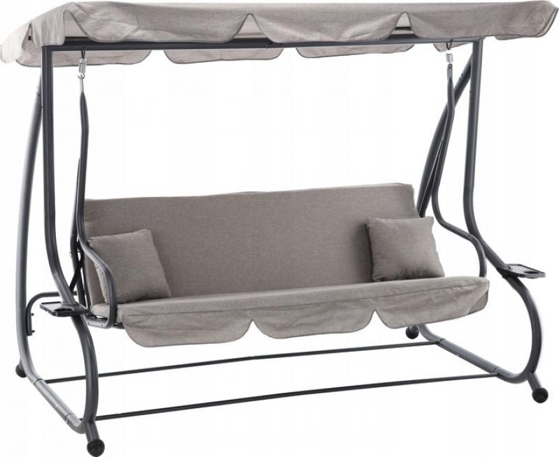 Гойдалка садова GardenLine KRE3095 сіра 210x120x170 см з навісом для літнього відпочинку