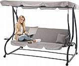 Гойдалка садова GardenLine KRE3095 сіра 210x120x170 см з навісом для літнього відпочинку, фото 8