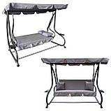 Гойдалка садова GardenLine KRE3095 сіра 210x120x170 см з навісом для літнього відпочинку, фото 2