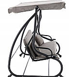 Гойдалка садова GardenLine KRE3095 сіра 210x120x170 см з навісом для літнього відпочинку, фото 10