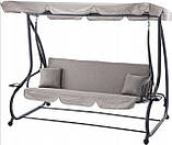 Гойдалка садова GardenLine KRE3095 сіра 210x120x170 см з навісом для літнього відпочинку, фото 5