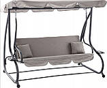 Гойдалка садова GardenLine KRE3095 сіра 210x120x170 см з навісом для літнього відпочинку, фото 9