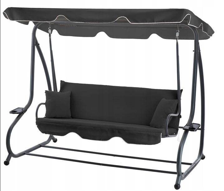 Гойдалка садова GardenLine KRE3101 антрацит 210x120x170 см з навісом для літнього відпочинку