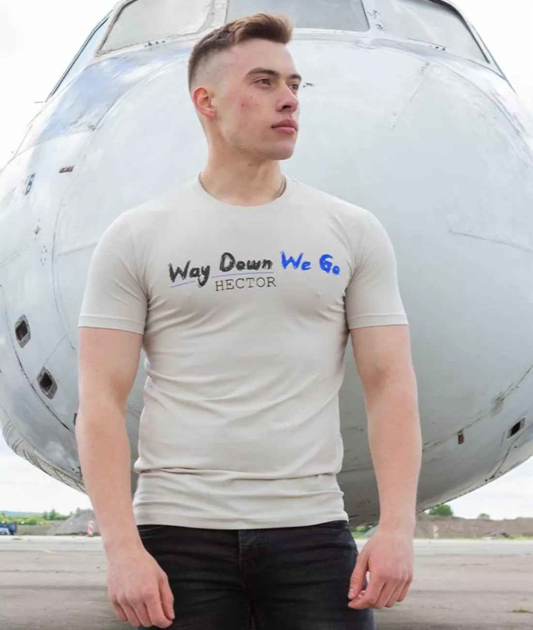 Футболка чоловіча бавовняна з написом Hector молочна