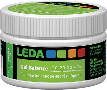 Добриво Leda Gel Balance 20-20-20 + ТО + 28 Екстракт морських водоростей 150 г (100 мл) для врожайності