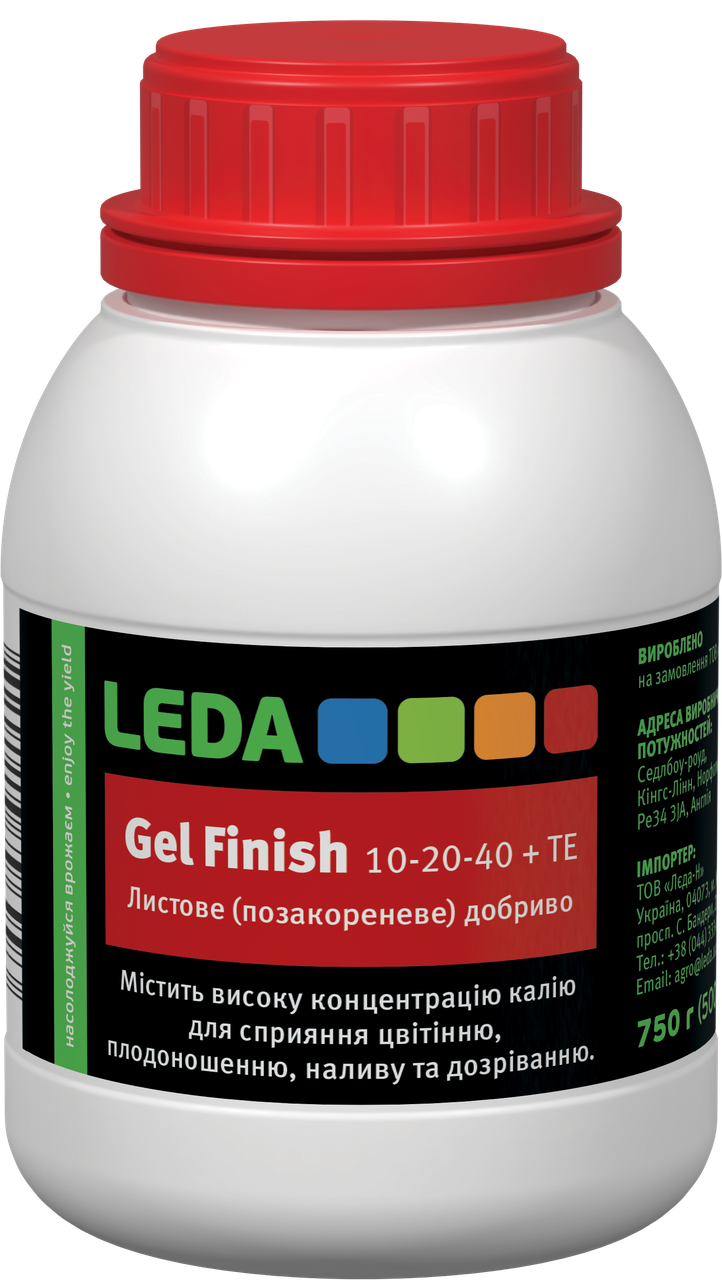 Калійне добриво Leda Gel Finish 10-20-40 + TE 750 г (500 мл) гелеве комплексне з мікро та макроелементами, фото 1