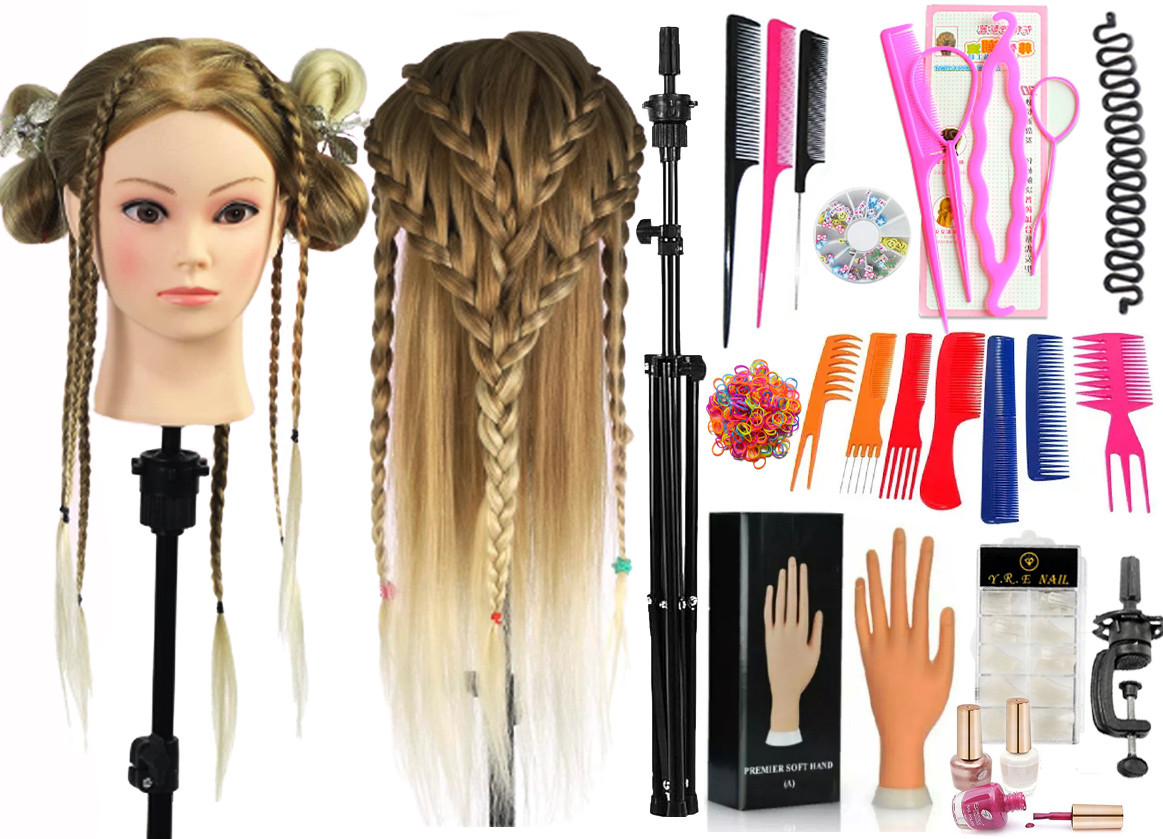 Учбовий манекен для плетіння волосся з тренувальною рукою та набором, фото 1