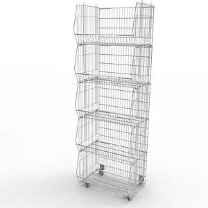 Сітчастий стелаж 5 кошиків 600х455х1860 мм, білий