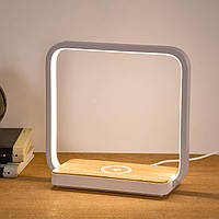 Світлодіодна нічна лампа настільна з сенсорним керуванням 3 відтінки світла Qi Charger, нічник зарядка