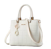 Модная женская сумка с брелоком, стильная большая женская сумочка эко кожа Молочный MSH