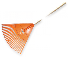 Граблі віялові 22 зубці з дерев'яним держаком, KT-CX22H