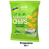 Baget CHIPS сметана і зелень, натуральні сухарики пшеничні, легка закуска з собою в кіно або на прогулянку